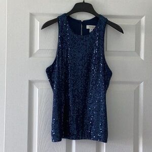 Elegant Navy Sequin Tank Top